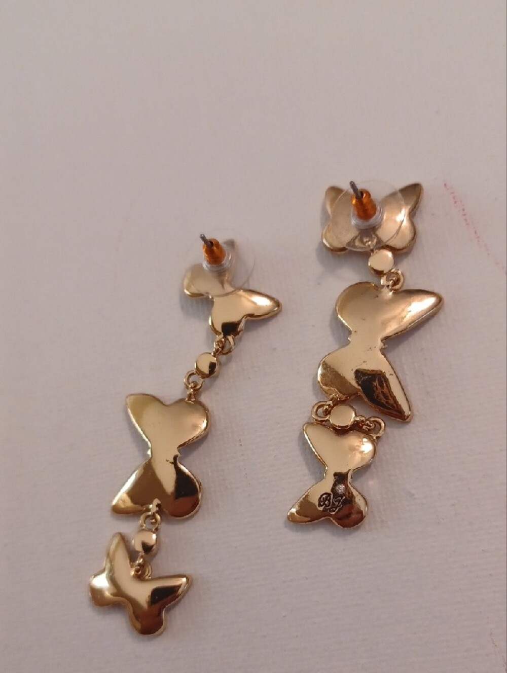 Betsey Johnson Purple Butterfly Drop Earrings - Picture 3 of 4